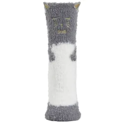 MeMoi Cute Cat Critter Plush Non-Skid Crew Socks