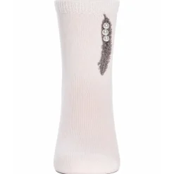 MeMoi Feathery Combed Cotton Faux Pearl Girls Crew Socks