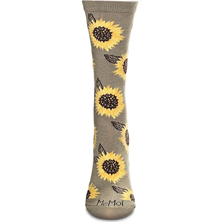 MeMoi Majestic Sunflower Bamboo Blend Crew Socks