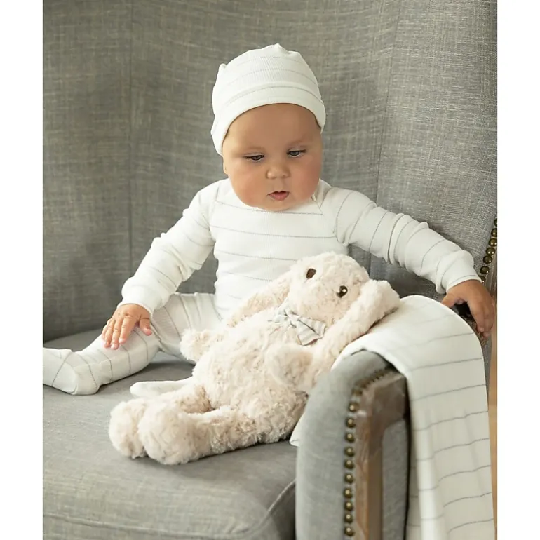 MeMoi 3 Piece Unisex Baby Ribbed Shimmer Stripe Footie Set