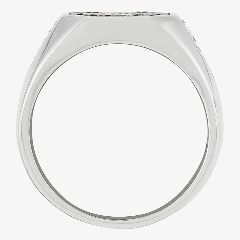Mens Black Cubic Zirconia Sterling Silver Diamond Fashion Ring