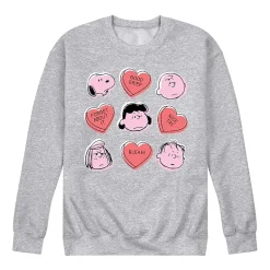 Mens Crew Neck Long Sleeve Peanuts Valentine's Day Sweatshirt