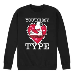 Mens Crew Neck Long Sleeve Peanuts Valentine's Day Sweatshirt