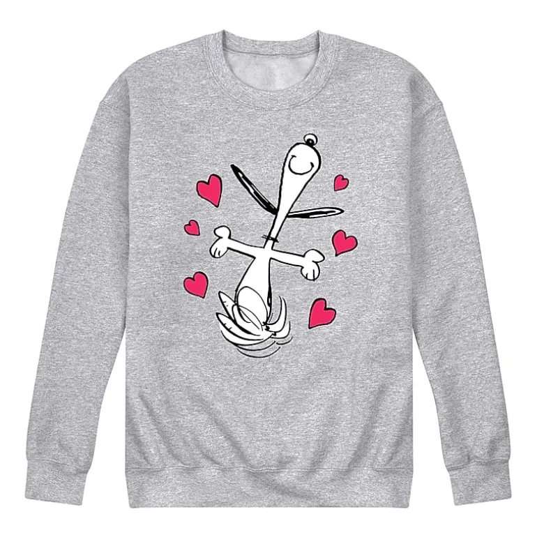 Mens Crew Neck Long Sleeve Peanuts Valentine's Day Sweatshirt