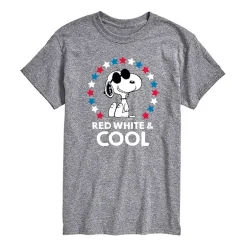 Mens Crew Neck Short Sleeve Classic Fit Peanuts Snoopy Big and Tall Graphic T-Shirt