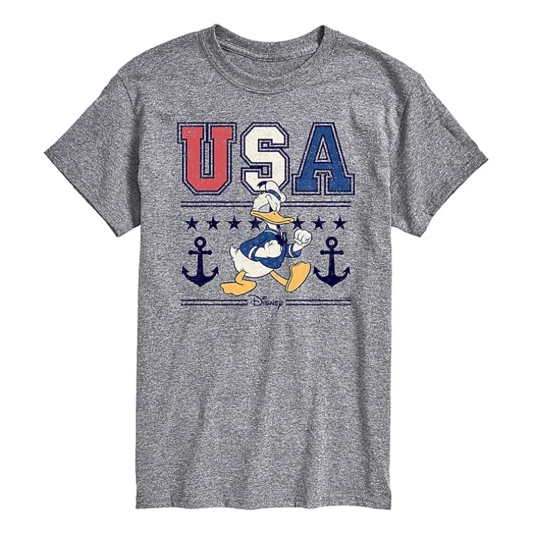 Mens Crew Neck Short Sleeve Classic Fit Donald Duck Big and Tall Graphic T-Shirt