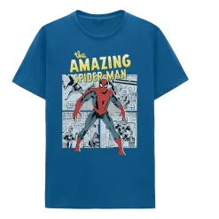 Mens Crew Neck Short Sleeve Classic Fit Spiderman Big and Tall Graphic T-Shirt