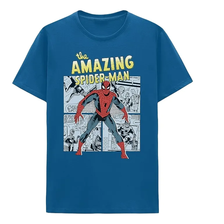 Mens Crew Neck Short Sleeve Classic Fit Spiderman Big and Tall Graphic T-Shirt