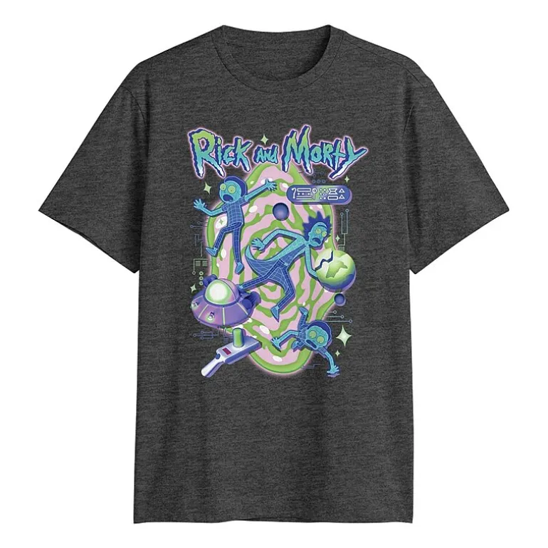 Mens Crew Neck Short Sleeve Classic Fit Rick and Morty Big and Tall Graphic T-Shirt