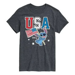 Mens Crew Neck Short Sleeve Classic Fit Lilo & Stitch Big and Tall Graphic T-Shirt