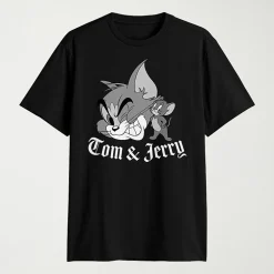 Mens Crew Neck Short Sleeve Classic Fit Tom and Jerry Big and Tall Graphic T-Shirt