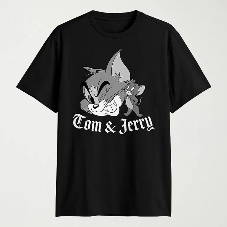 Mens Crew Neck Short Sleeve Classic Fit Tom and Jerry Big and Tall Graphic T-Shirt