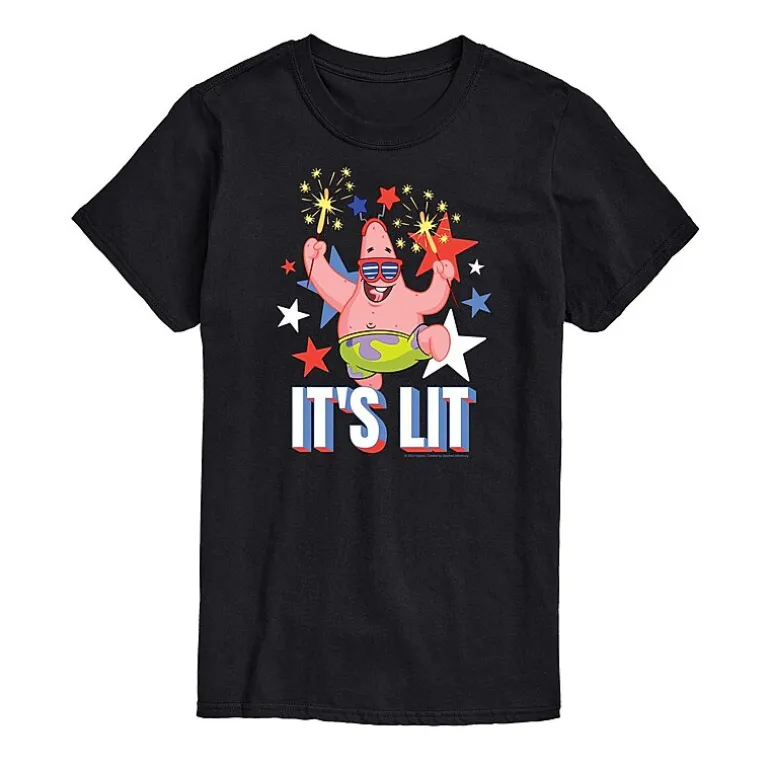 Mens Crew Neck Short Sleeve Classic Fit Spongebob Big and Tall Graphic T-Shirt