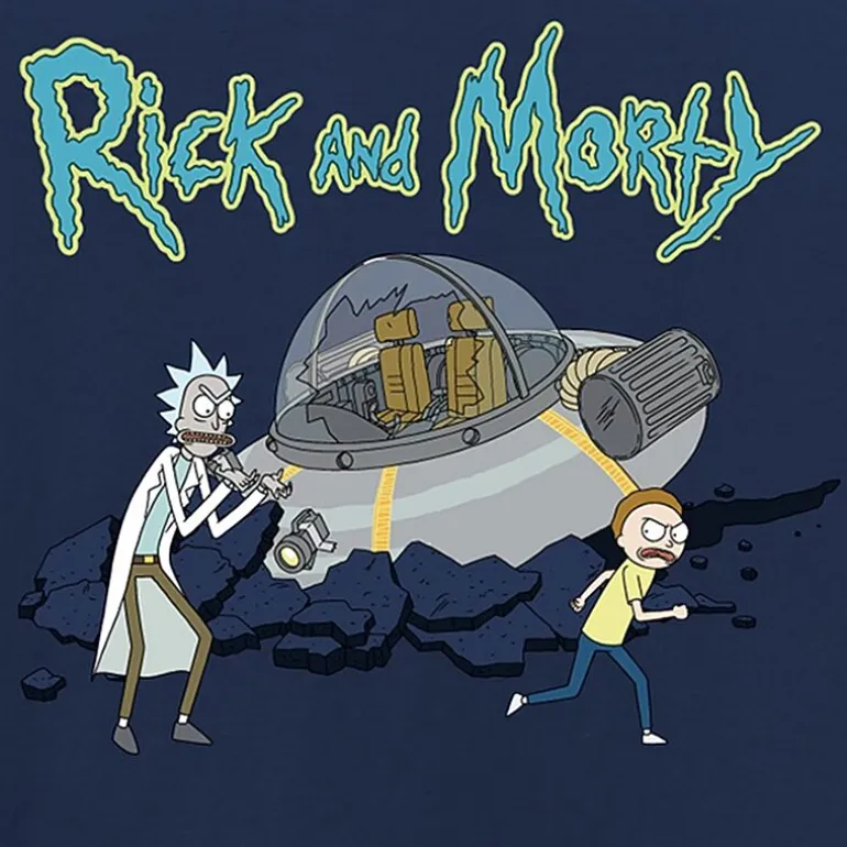 Mens Crew Neck Short Sleeve Regular Fit Rick and Morty Graphic T-Shirt
