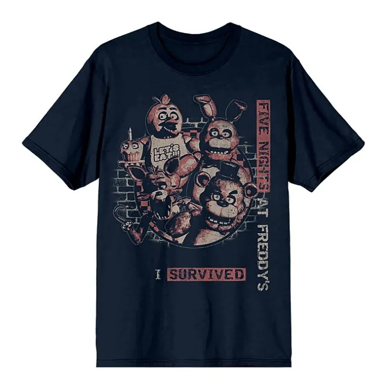 Mens Crew Neck Short Sleeve Regular Fit Five Nights at Freddys Graphic T-Shirt
