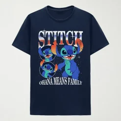 Mens Crew Neck Short Sleeve Regular Fit Lilo & Stitch Graphic T-Shirt
