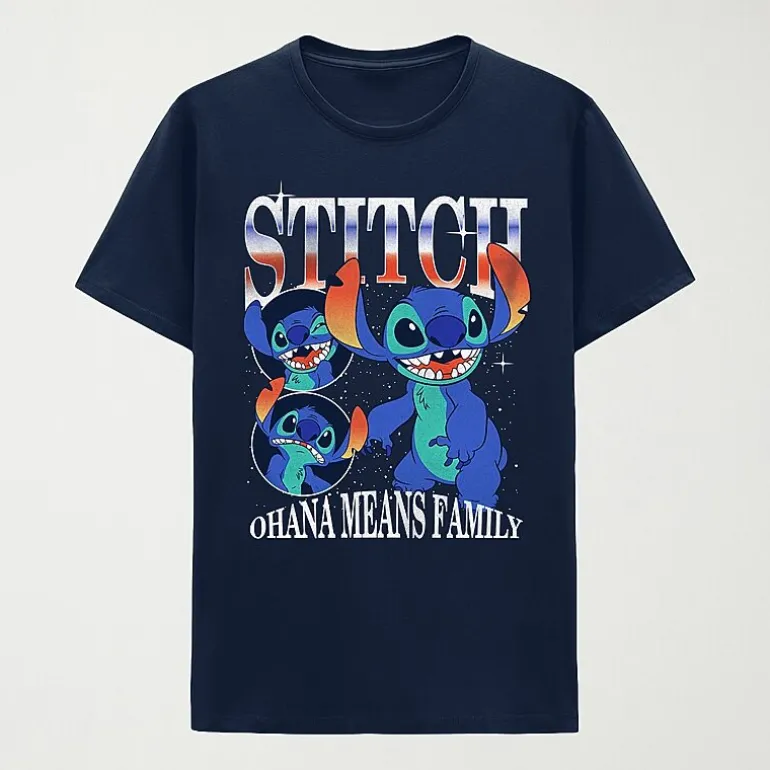 Mens Crew Neck Short Sleeve Regular Fit Lilo & Stitch Graphic T-Shirt