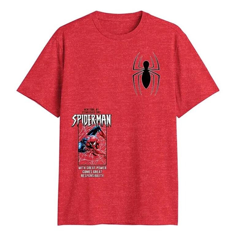 Mens Crew Neck Short Sleeve Regular Fit Spiderman Graphic T-Shirt
