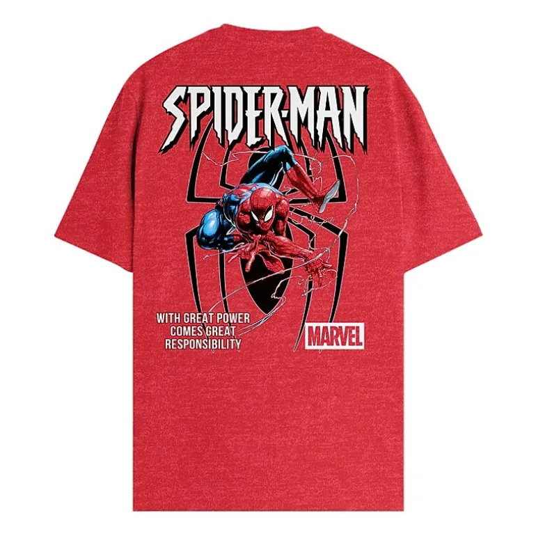 Mens Crew Neck Short Sleeve Regular Fit Spiderman Graphic T-Shirt
