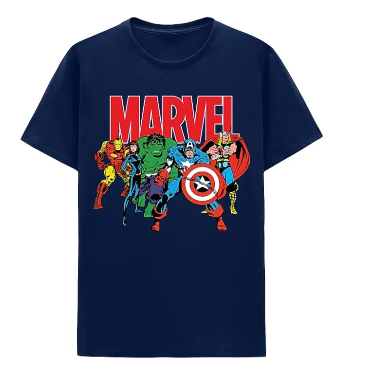Mens Crew Neck Short Sleeve Regular Fit Marvel Graphic T-Shirt