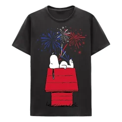 Mens Crew Neck Short Sleeve Regular Fit Peanuts Snoopy Graphic T-Shirt