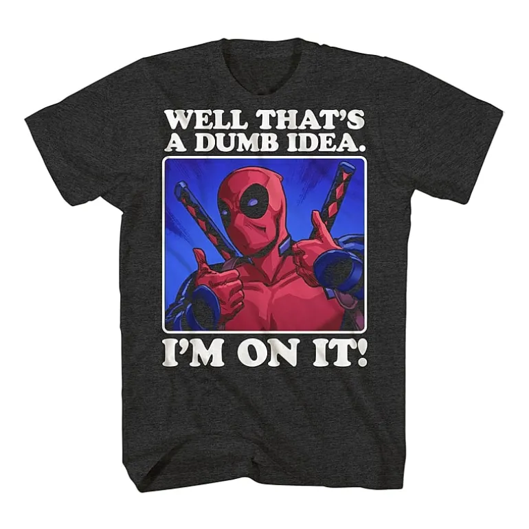 Mens Crew Neck Short Sleeve Regular Fit Deadpool Big and Tall Graphic T-Shirt