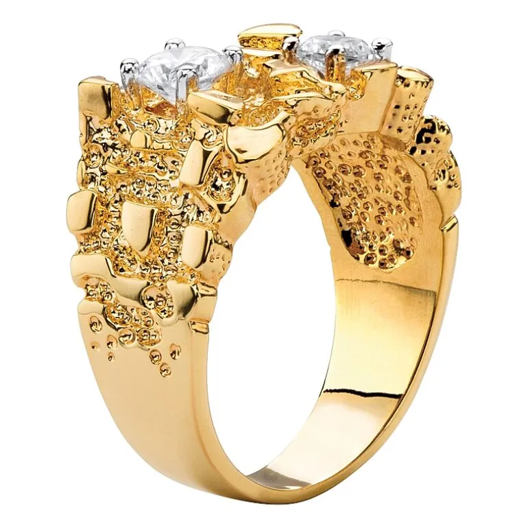 Mens 1 1/10 CT. T.W. Cubic Zirconia 14K Gold Over Brass Round Fashion Ring