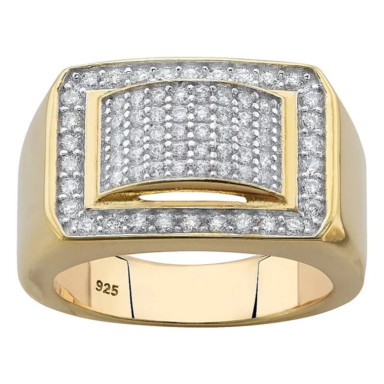 Mens 1 1/10 CT. T.W. Cubic Zirconia 18K Gold Over Silver Fashion Ring