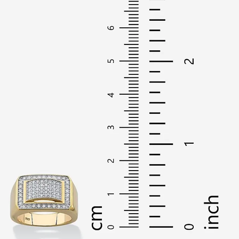 Mens 1 1/10 CT. T.W. Cubic Zirconia 18K Gold Over Silver Fashion Ring