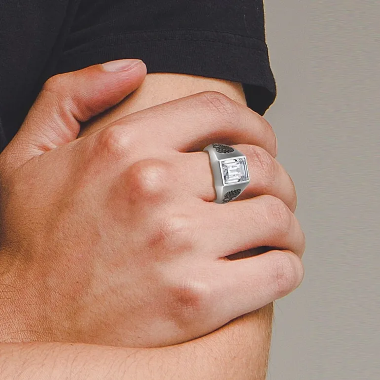 Mens 8 3/8 Ct. T.W. Cubic Zirconia Sterling Silver Round Fashion Ring