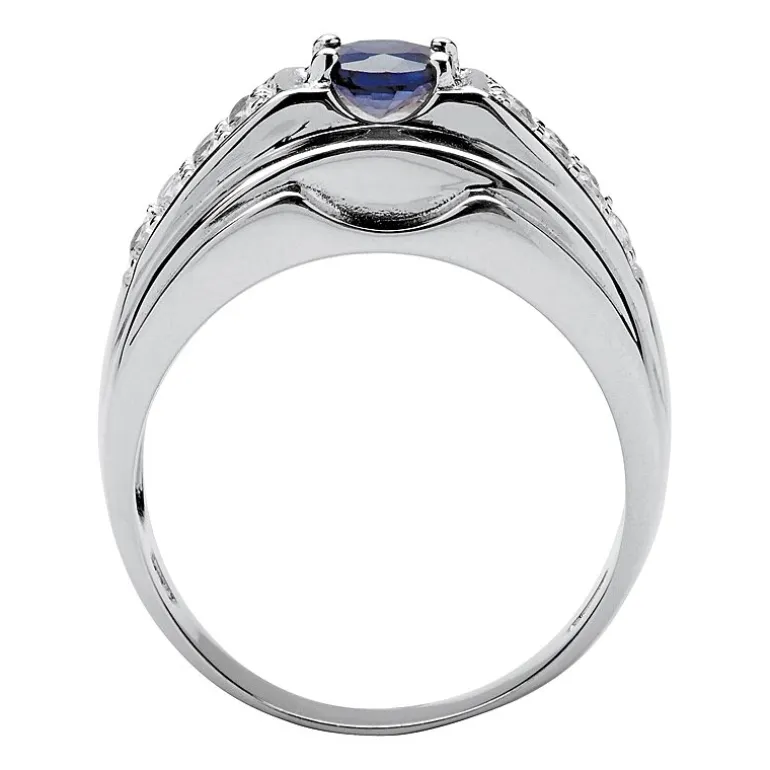 Mens 1 1/2 CT. T.W. Genuine Blue Sapphire Sterling Silver Fashion Ring