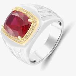 Mens 1/6 CT. T.W. Lab Created Red Ruby Sterling Silver Fashion Ring