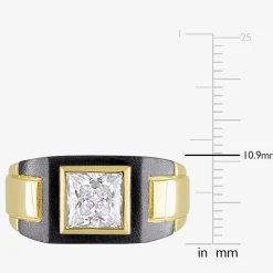 Mens 2 CT. T.W. Lab Created White Moissanite 18K Gold Over Silver Fashion Ring