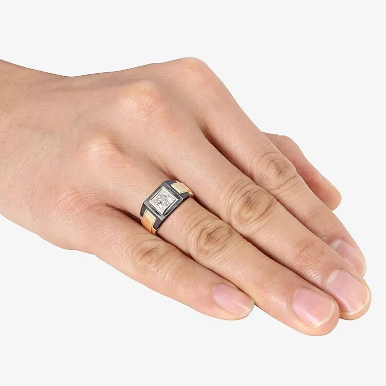 Mens 2 CT. T.W. Lab Created White Moissanite 18K Gold Over Silver Fashion Ring