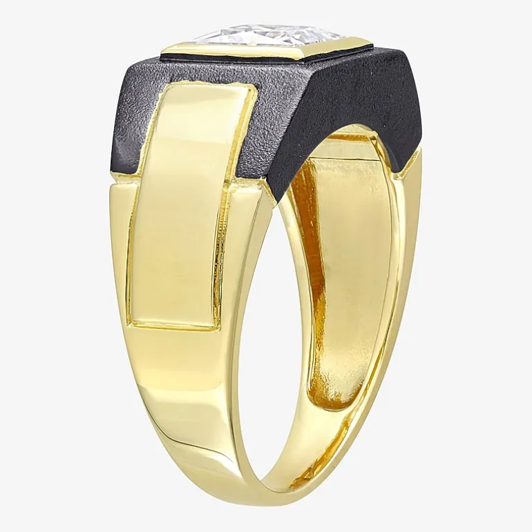 Mens 2 CT. T.W. Lab Created White Moissanite 18K Gold Over Silver Fashion Ring