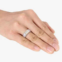 Mens 1 1/5 CT. T.W. Lab Created White Moissanite 18K Two Tone Gold Over Silver Fashion Ring