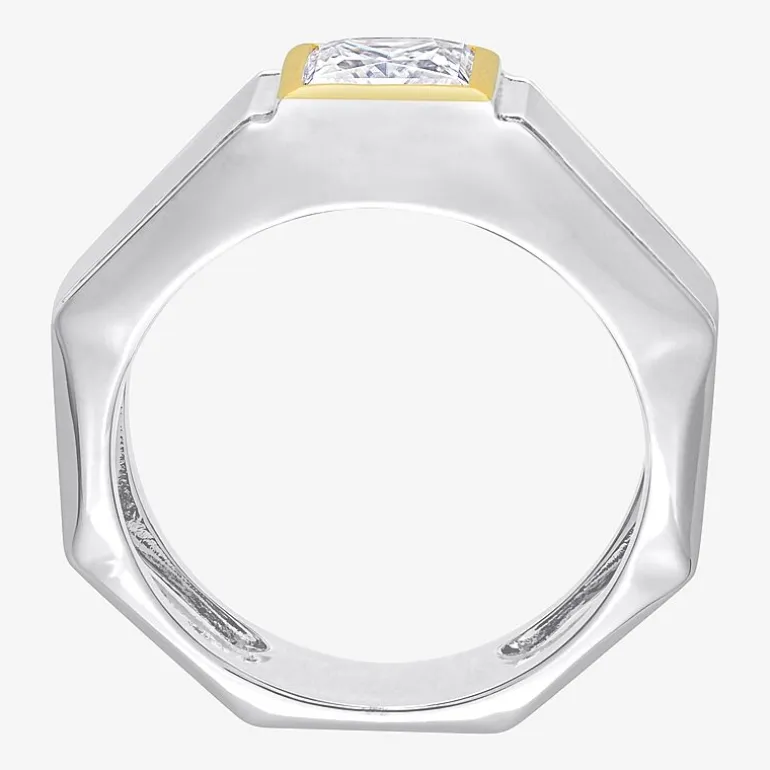 Mens 1 1/5 CT. T.W. Lab Created White Moissanite 18K Two Tone Gold Over Silver Fashion Ring