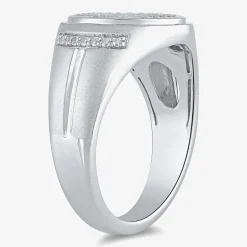 Mens 1/2 CT. T.W. Lab Grown White Diamond Sterling Silver Oval Cluster Fashion Ring