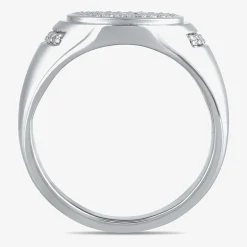 Mens 1/2 CT. T.W. Lab Grown White Diamond Sterling Silver Oval Cluster Fashion Ring