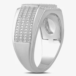 Mens 1/2 CT. T.W. Lab Grown White Diamond Sterling Silver Cluster Fashion Ring