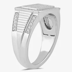 Mens 5/8 CT. T.W. Lab Grown White Diamond Sterling Silver Cluster Fashion Ring