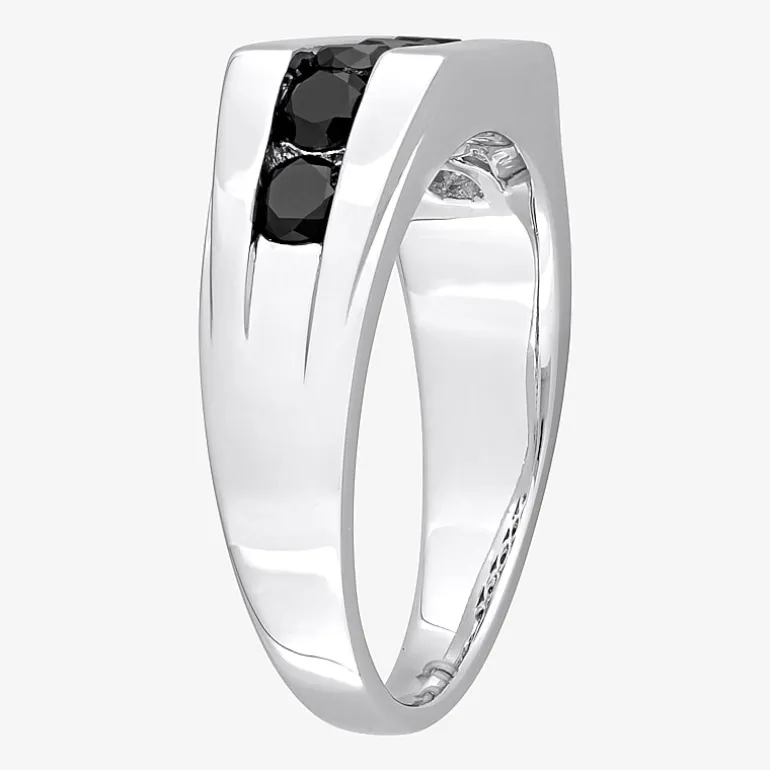 Mens 1 CT. T.W. Natural Black Diamond Sterling Silver Fashion Ring