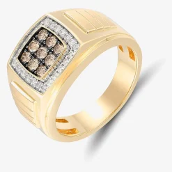 Mens 3/4 CT. T.W. Natural Champagne Diamond 10K Gold Fashion Ring