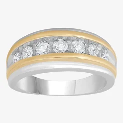 Mens 1 CT.T.W. Natural Diamond 10K Two-Tone Gold Band Ring