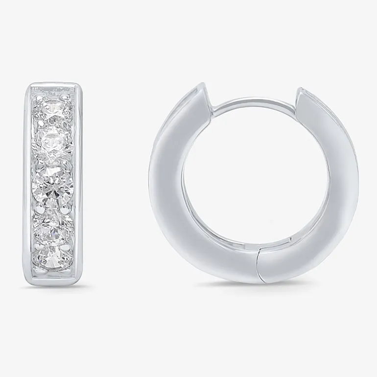 Mens 1 CT. T.W. Natural White Diamond 10K Gold 15mm Hoop Earrings