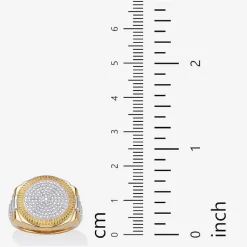 Mens 1/6 CT. T.W. Natural White Diamond 18K Gold Over Silver Fashion Ring