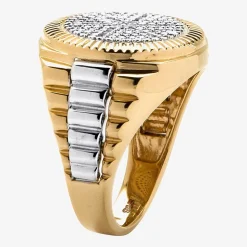 Mens 1/6 CT. T.W. Natural White Diamond 18K Gold Over Silver Fashion Ring