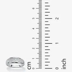 Mens 1/8 CT. T.W. Natural White Diamond Platinum Over Silver Fashion Ring