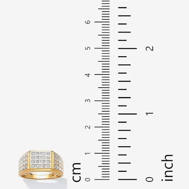 Mens 1/6 CT. T.W. Natural White Diamond 18K Gold Over Silver Fashion Ring