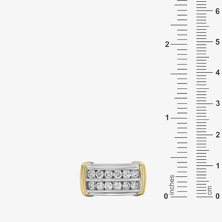 Mens 1 CT. T.W. Natural White Diamond 14K Gold Over Silver Sterling Silver Fashion Ring